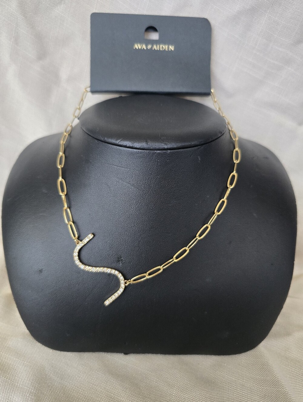 Ava & Aiden Gold Pavé 'S' Initial Station Necklace